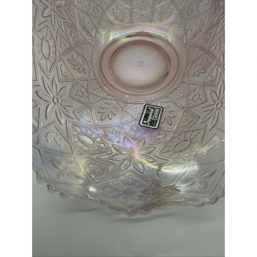 Lenox Imperial Glass Banana Boat,‎ Pink Iridescent Fruit Bowl, Hattie Pattern